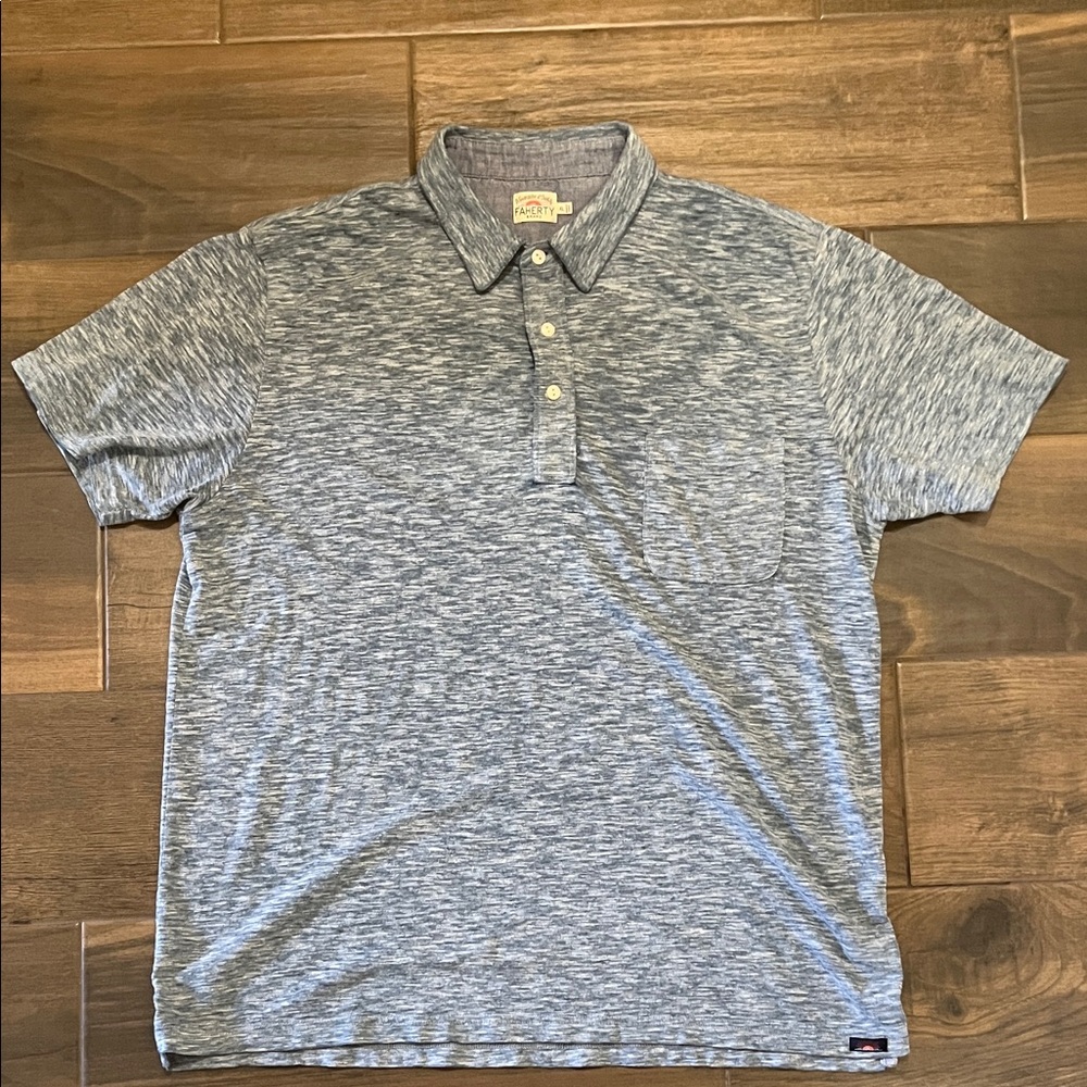 Faherty Heathered Gray/Blue Polo Shirt